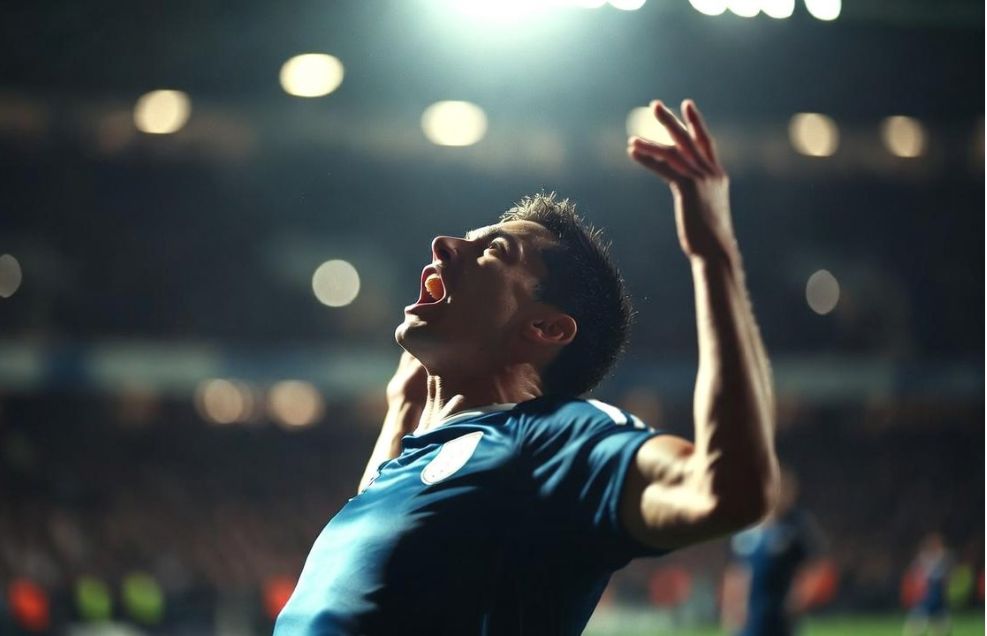 football player celebrating a goal